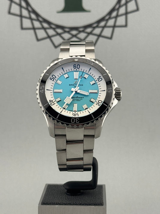 2022 Breitling Superocean Automatic Turquoise 44m A17376 Full Set PX Welcome