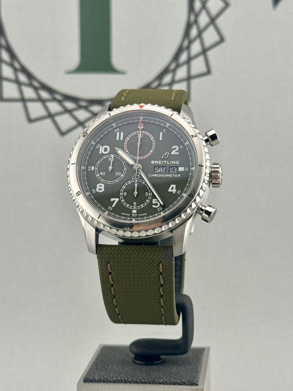 2022 Breitling Aviator 8 Curtiss Warhawk Chrono 43mm Green Dial A13316 Full Set