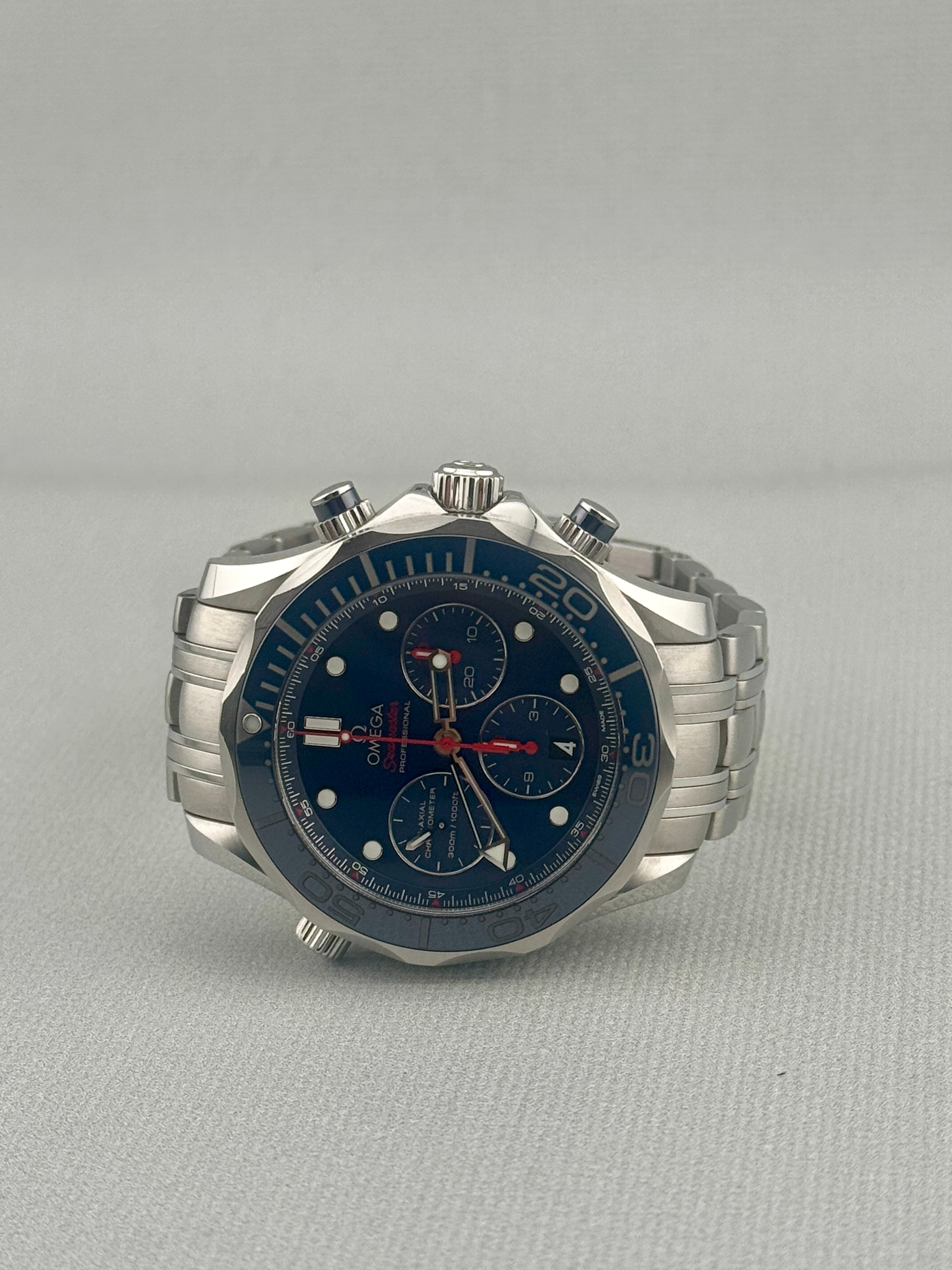 2017 Omega Seamaster Diver 300 Chrono 44mm 212.30.44.50.03.001 Full Set PX Poss