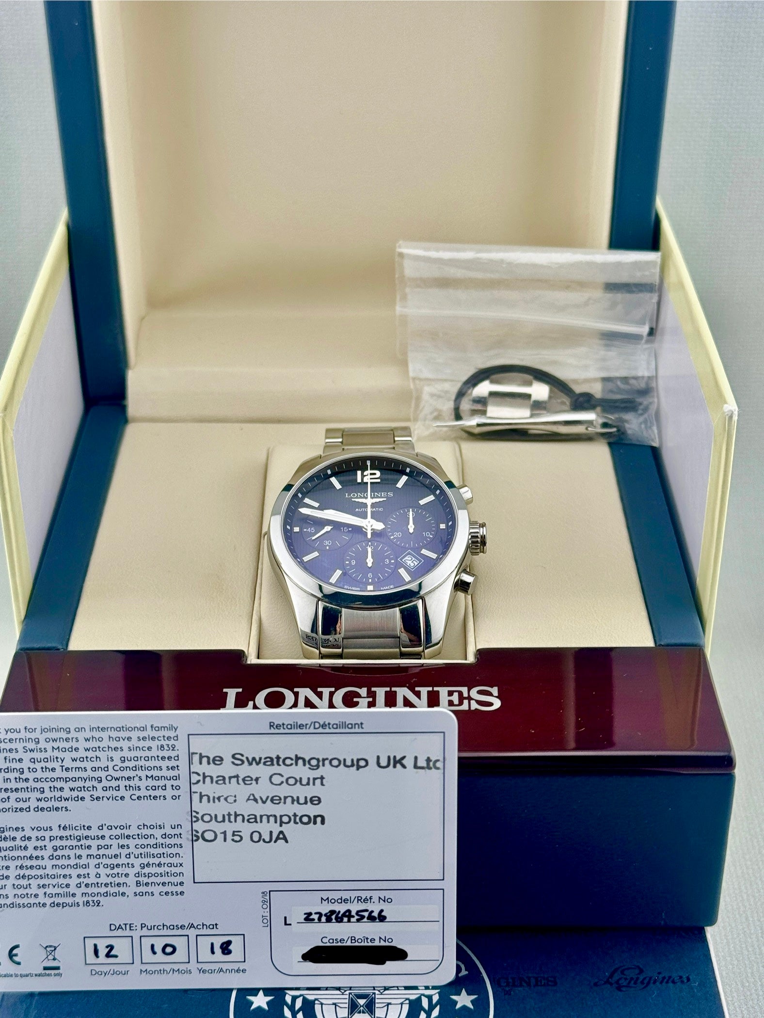 2018 Longines Conquest Chrono 41mm L2.786.4.56.6 Full Set PX Welcome
