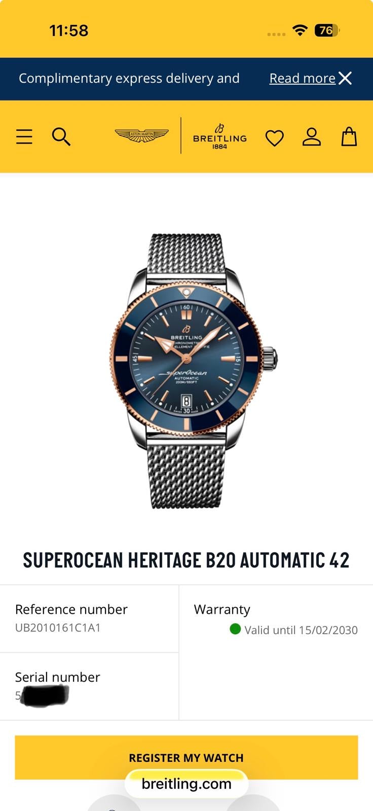 2025 Breitling SuperOcean B20 Heritage UB2010 42mm PX & Finance Availalble