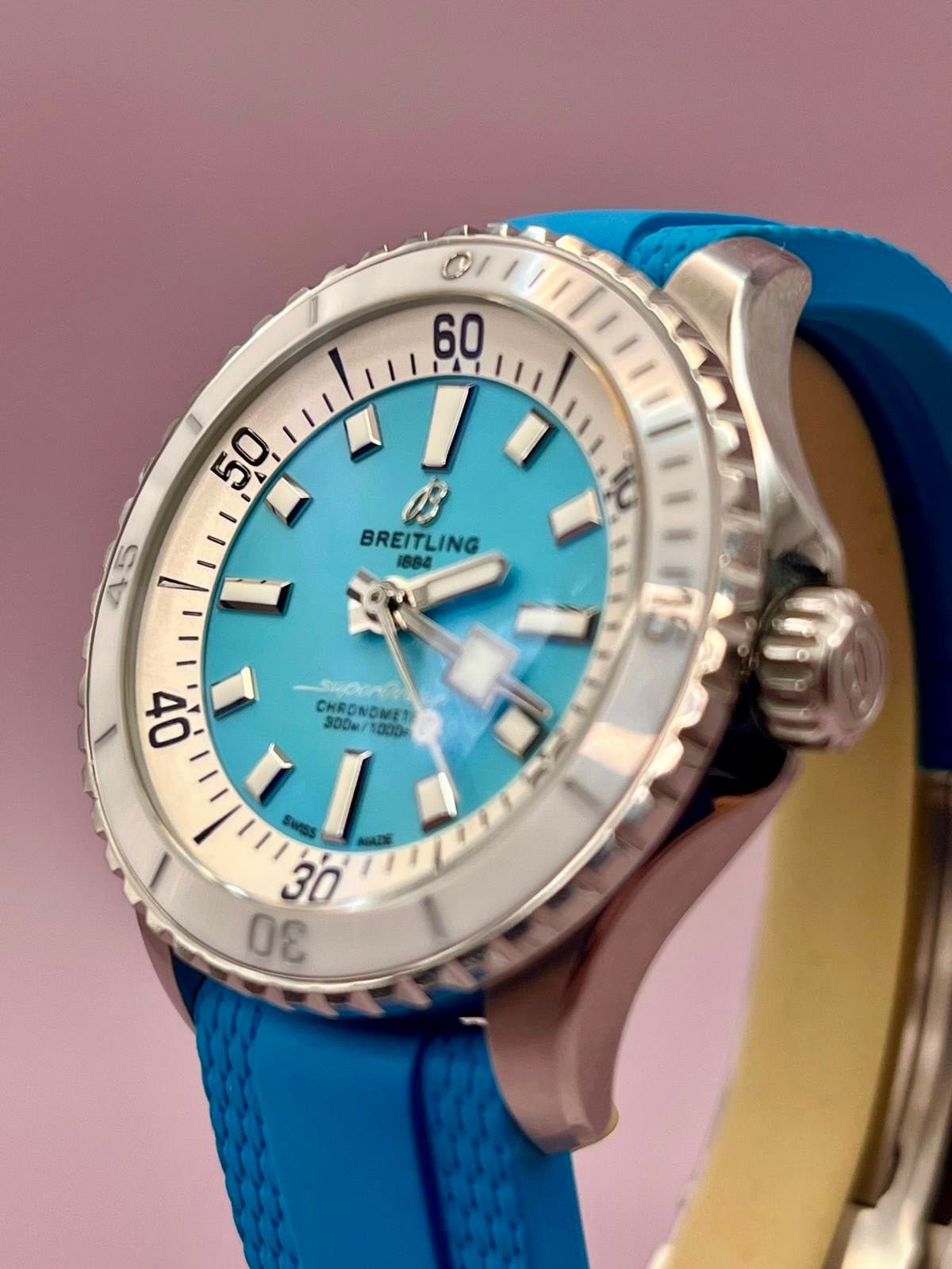 2022 Breitling Superocean A17377 Turquoise Dial - 36mm - Full Set - Rare Dial - TimeTribe