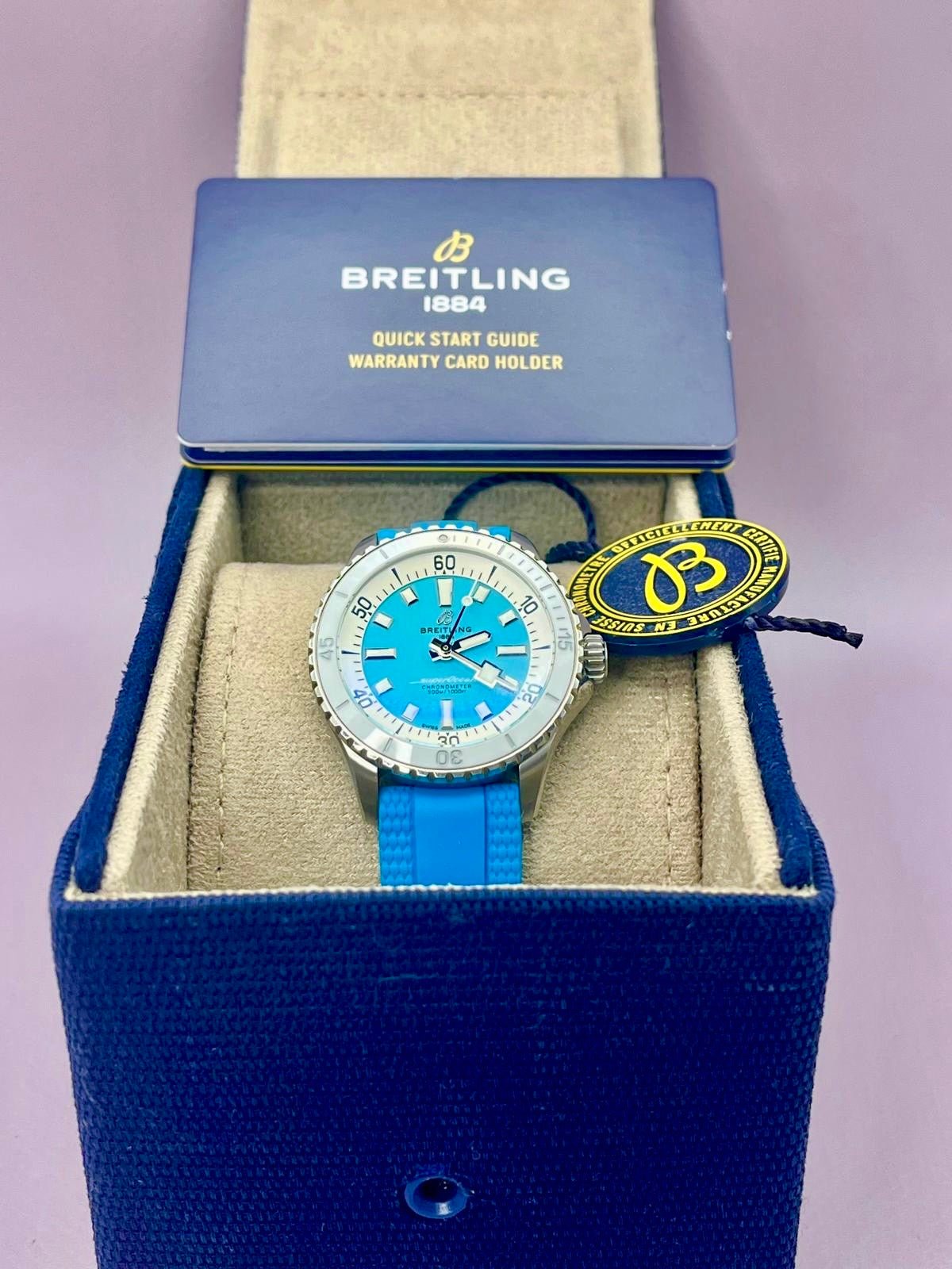 2022 Breitling Superocean A17377 Turquoise Dial - 36mm - Full Set - Rare Dial - TimeTribe