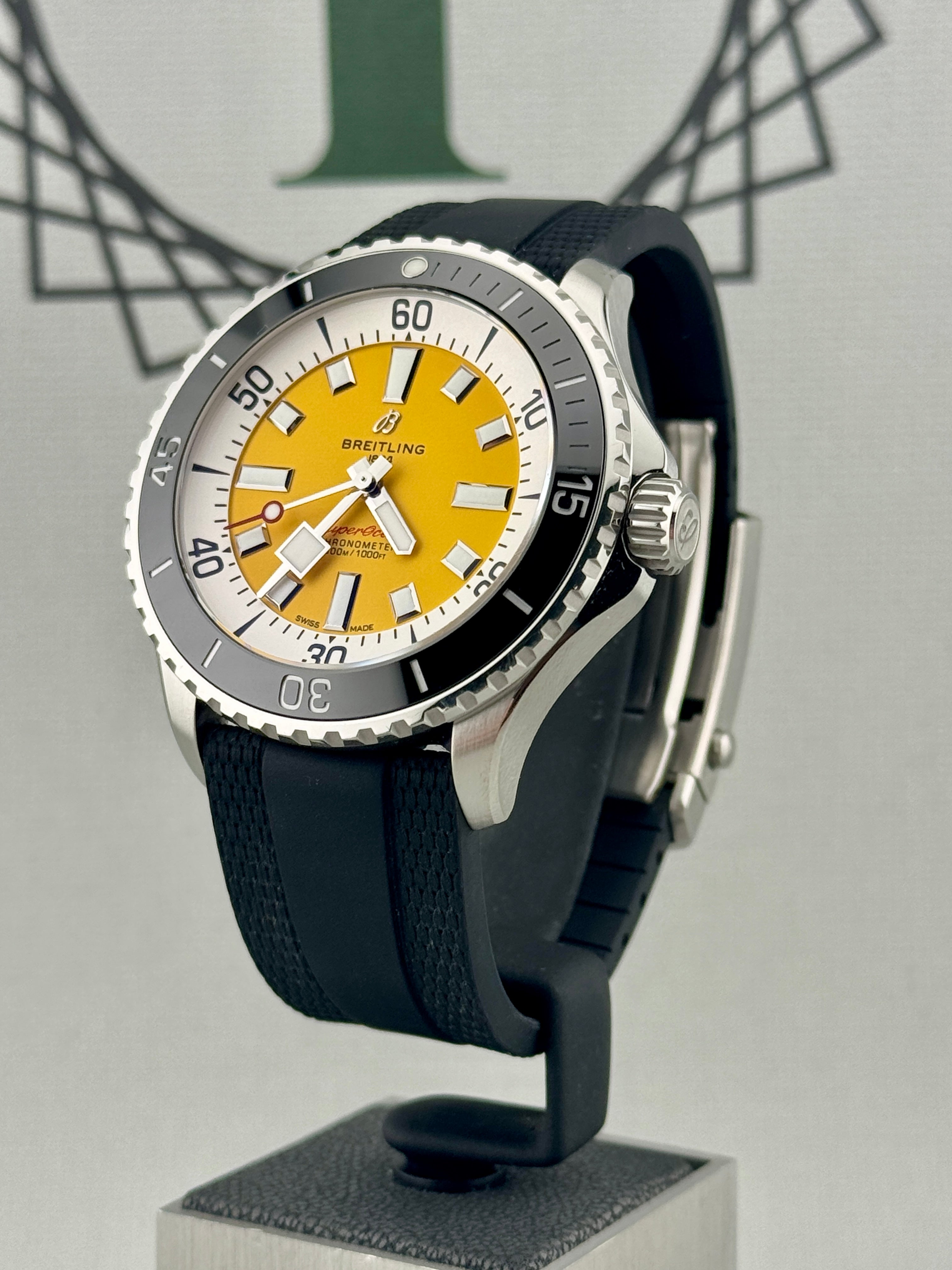 2026 Breitling Superocean 1 of 500 46mm Yellow Dial A17378 Full Set PX Poss