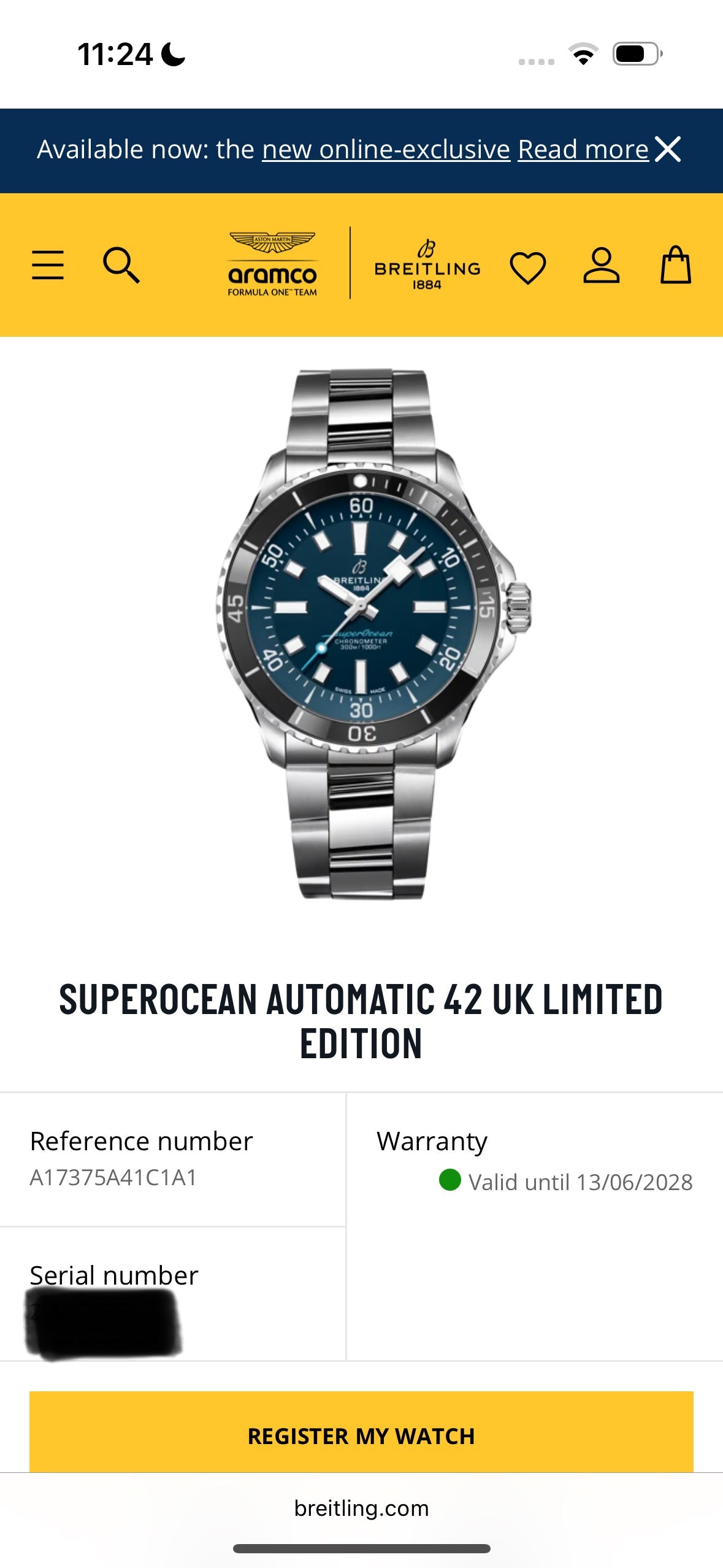 2026 Breitling Super Ocean A17375A41C1A1 42mm Ltd Ed of 150 Full Set PX Poss