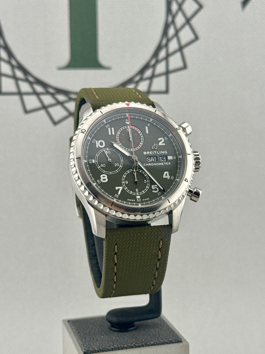 2022 Breitling Aviator 8 Curtiss Warhawk Chrono 43mm Green Dial A13316 Full Set