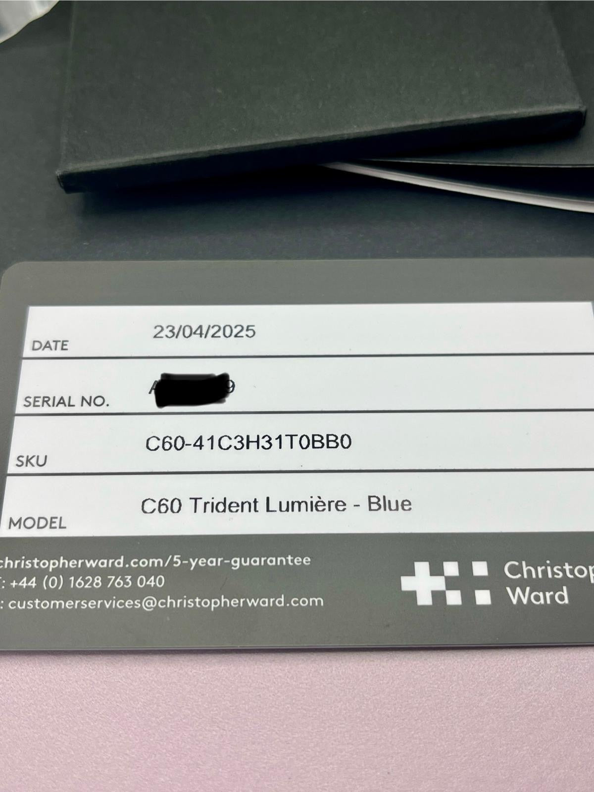 2025 Christopher Ward C60 Trident Lumiere Blue - 41mm - Titanium - Full Set - TimeTribe