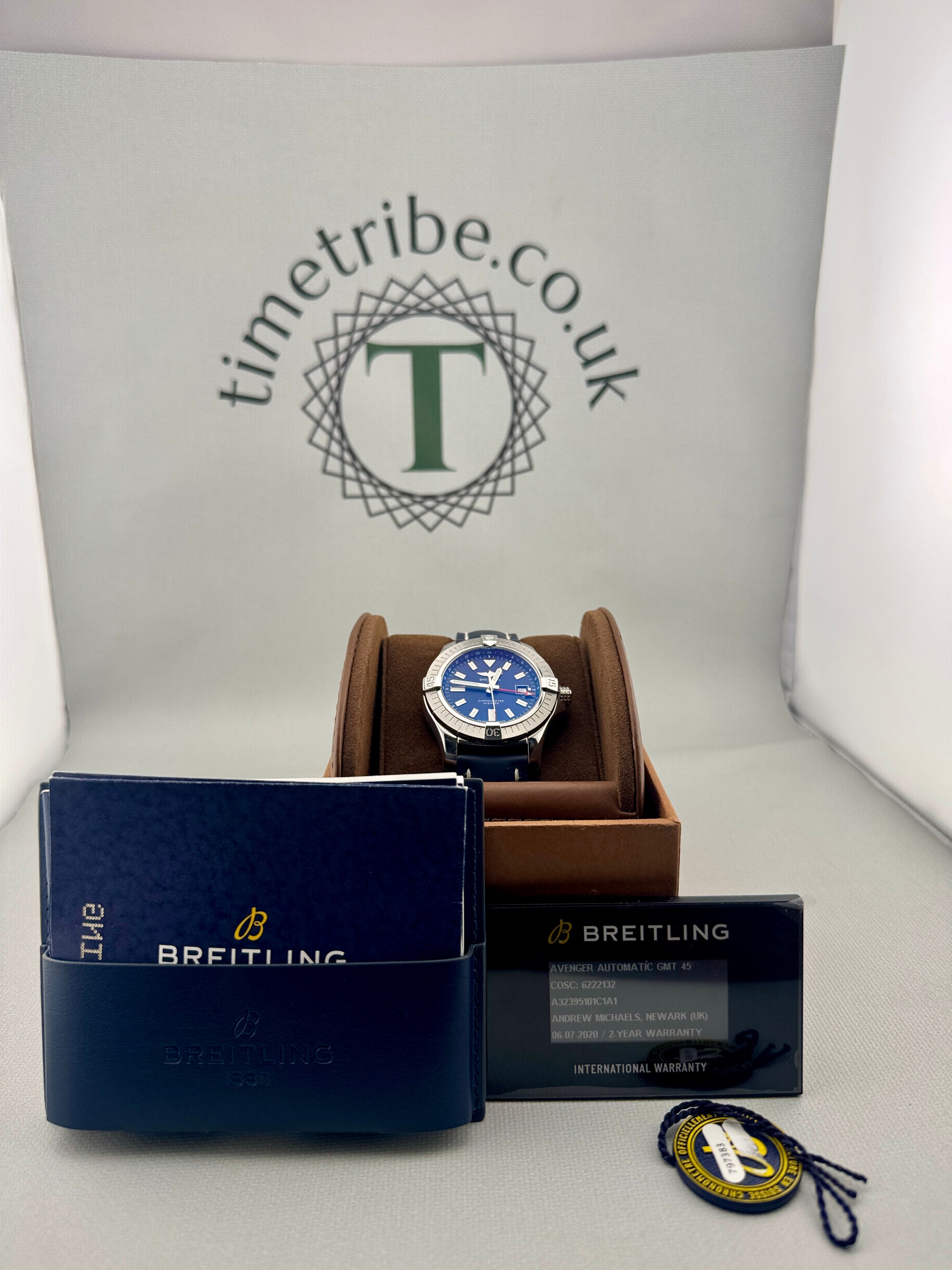 2020 Breitling Avenger GMT 45mm  A32395  Full Set  Px Welcome