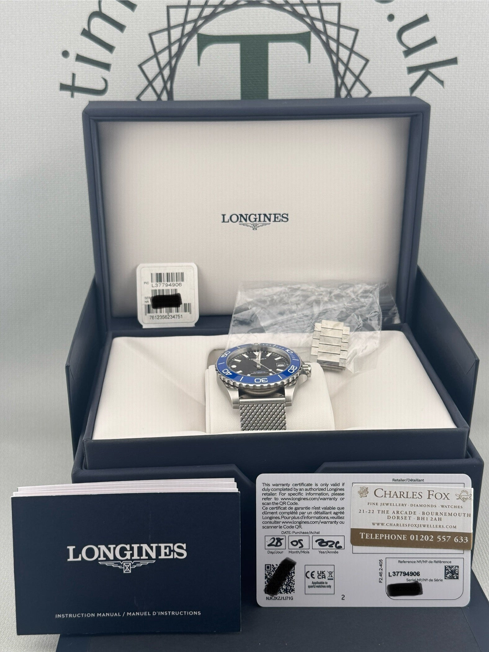 2026 Longines Hydroconquest Auto 39mm L3.779.4.90.6 Full Set + Warranty to 2031