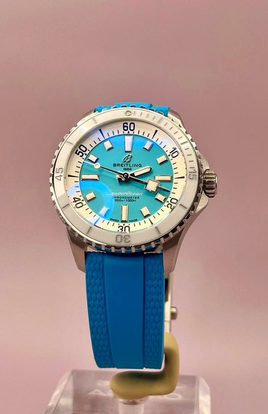 2022 Breitling Superocean A17377 Turquoise Dial - 36mm - Full Set - Rare Dial - TimeTribe