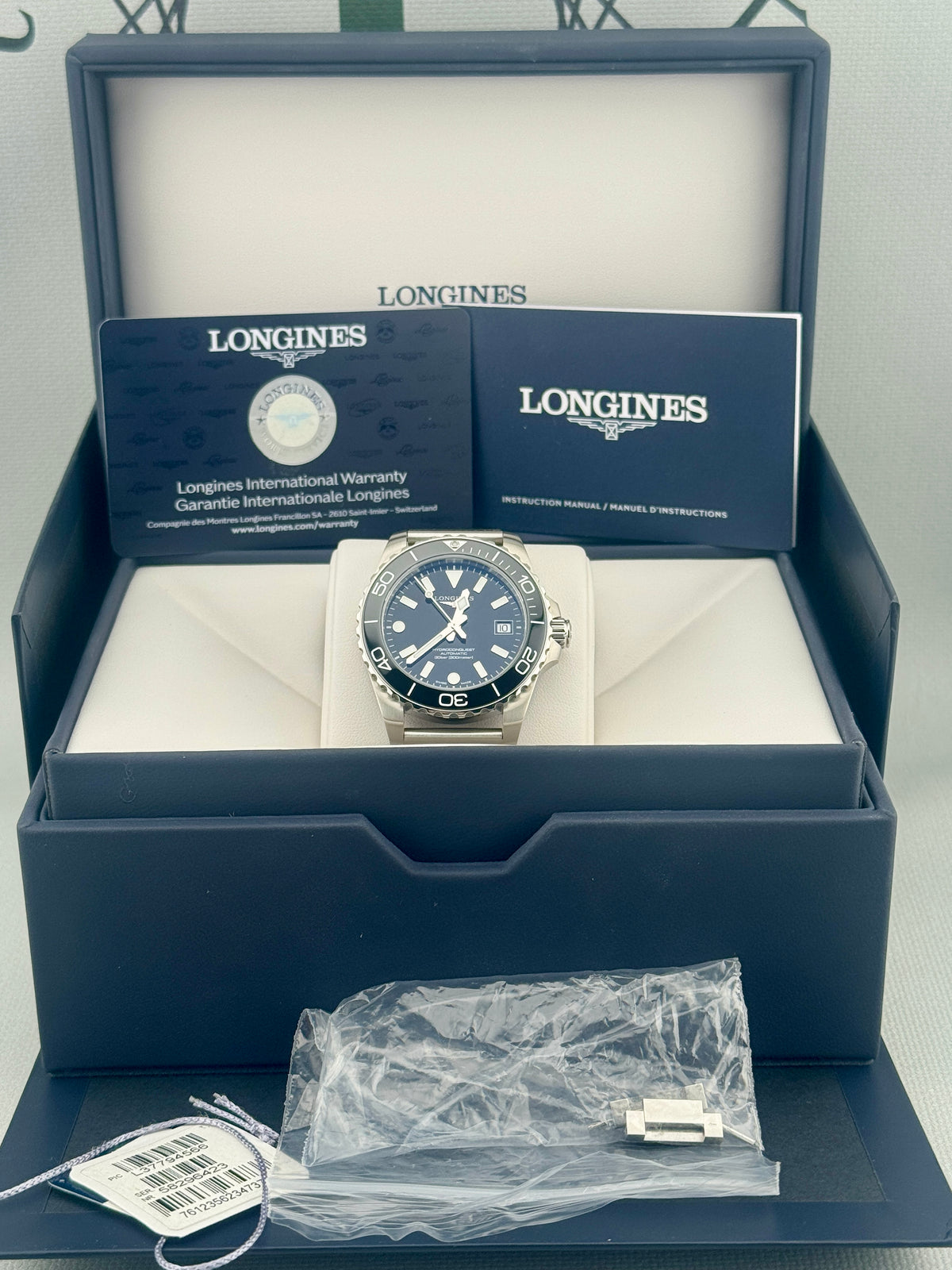 2026 Longines Hydroconquest Auto 39mm L3.779.4.56.6 Full Set PX Welcome
