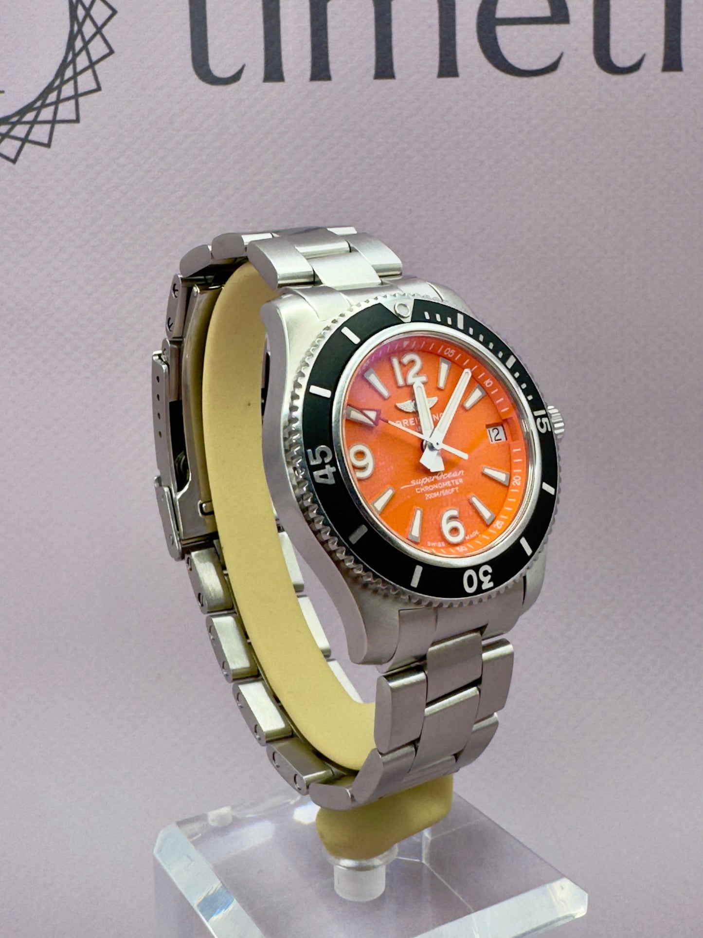 2021 Breitling Superocean 2 Automatic 36MM Orange Dial Full Set - A17316D71O1A1