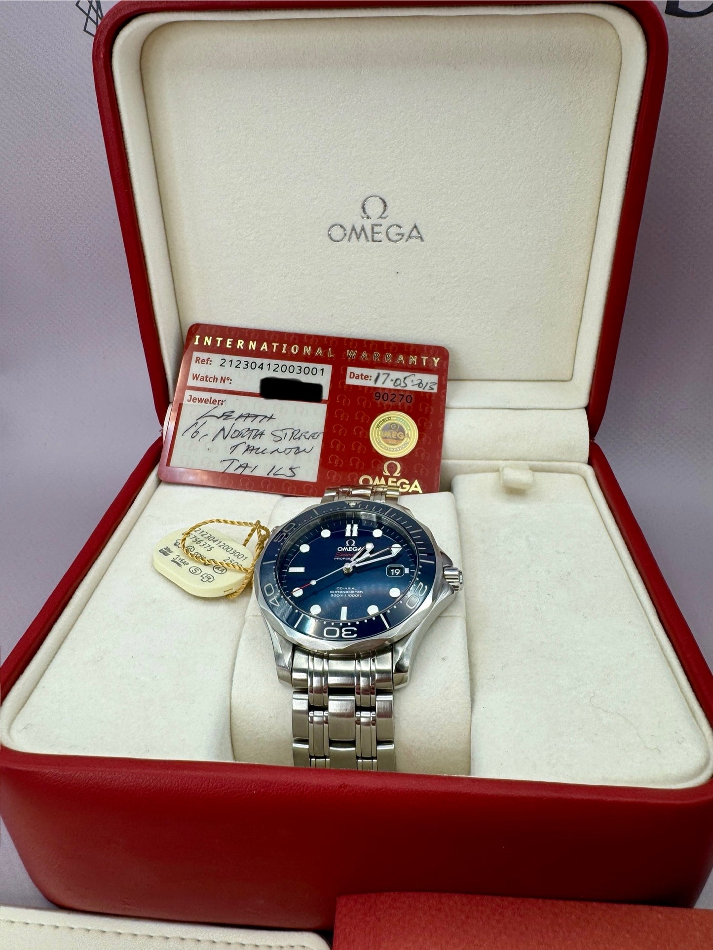 2013 Omega Seamaster Blue Dial -212.30.41.20.03.001 -41mm -Full Set