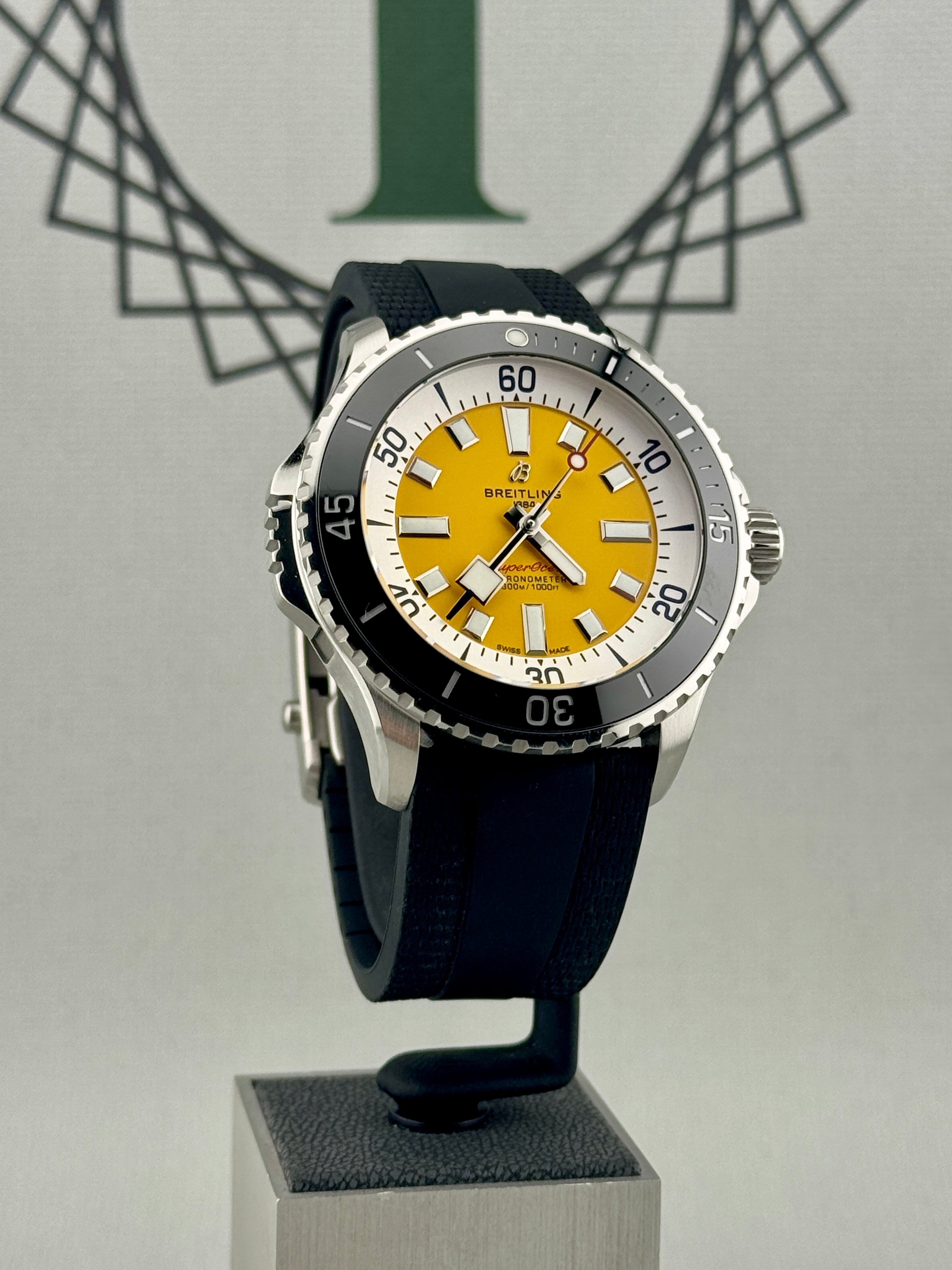 2026 Breitling Superocean 1 of 500 46mm Yellow Dial A17378 Full Set PX Poss