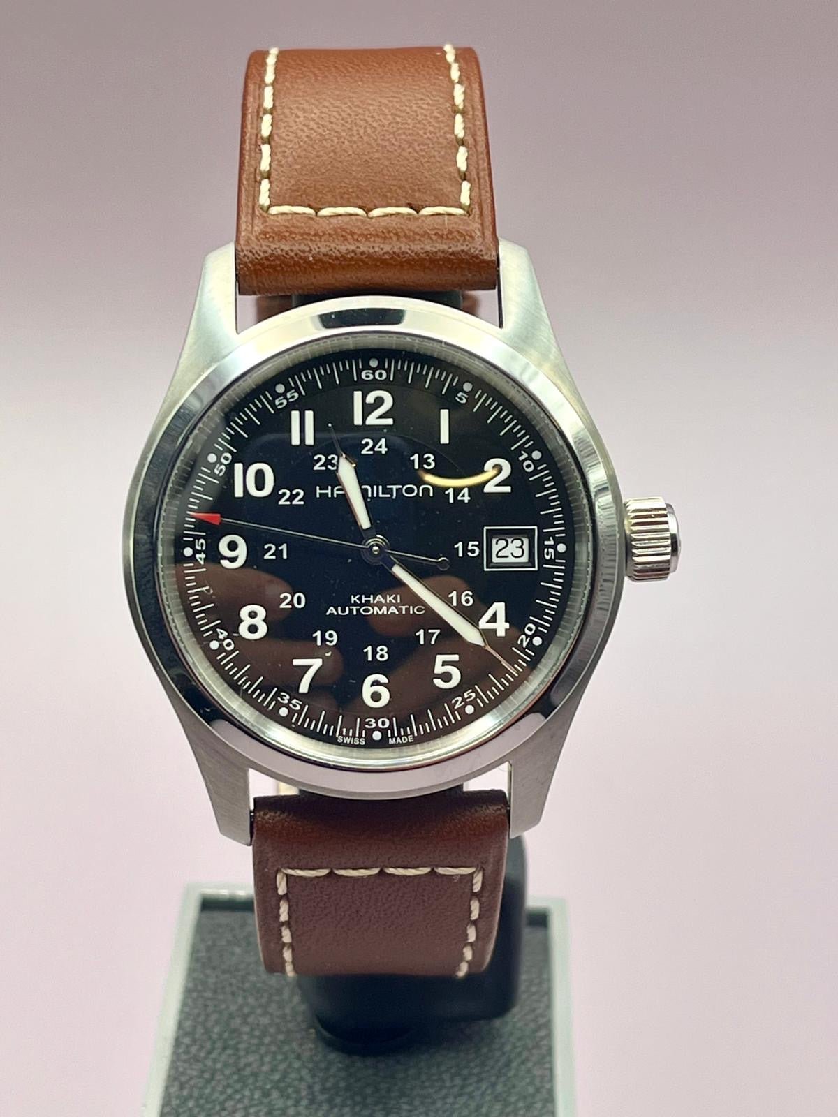 Hamilton Khaki Field Men's Watch Brown Leather Strap - H70455533 - 38mm - TimeTribe