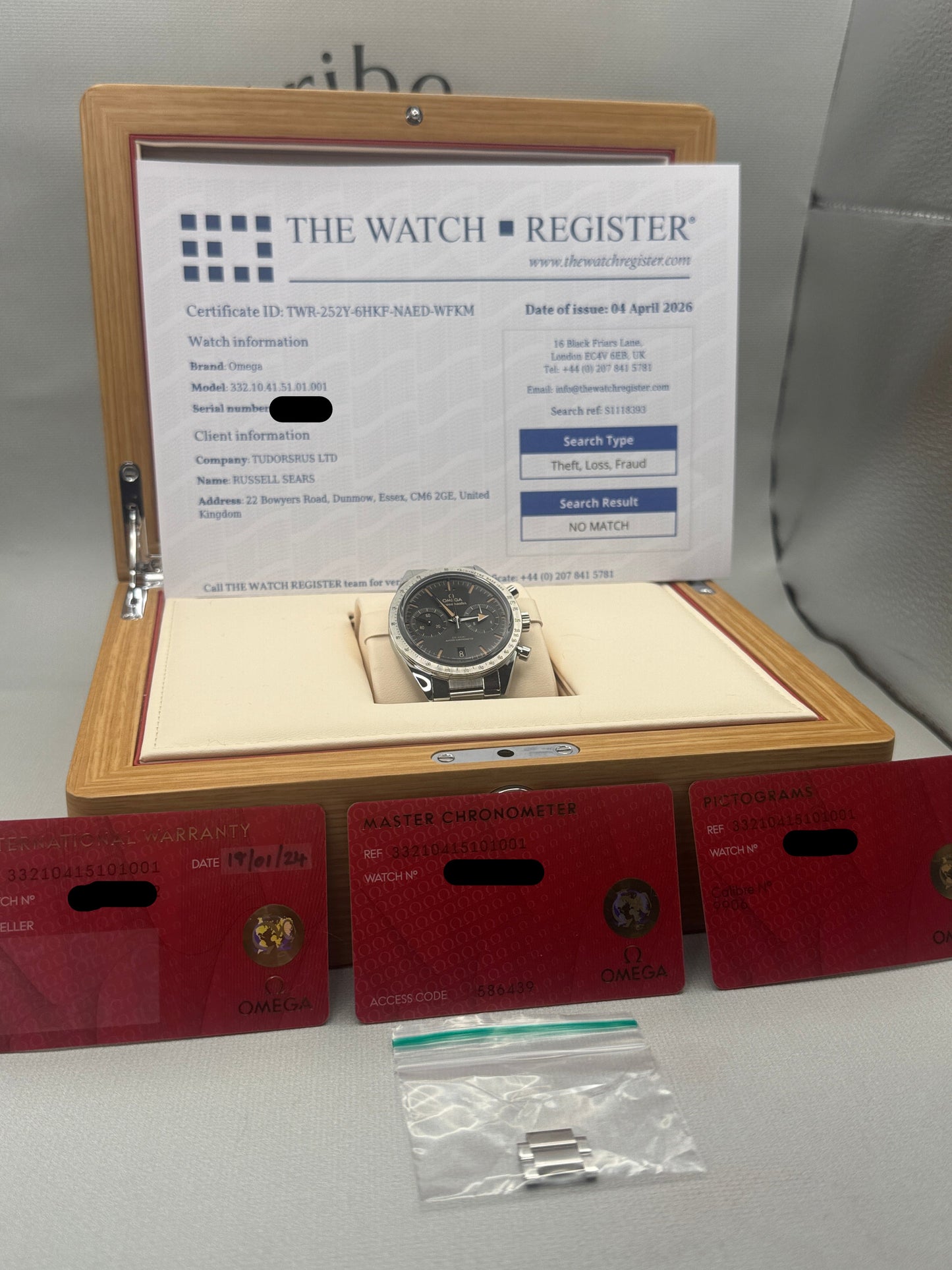 2024 OMEGA Speedmaster '57 Chrono 332.10.41.51.01.001 40.5mm Full Set