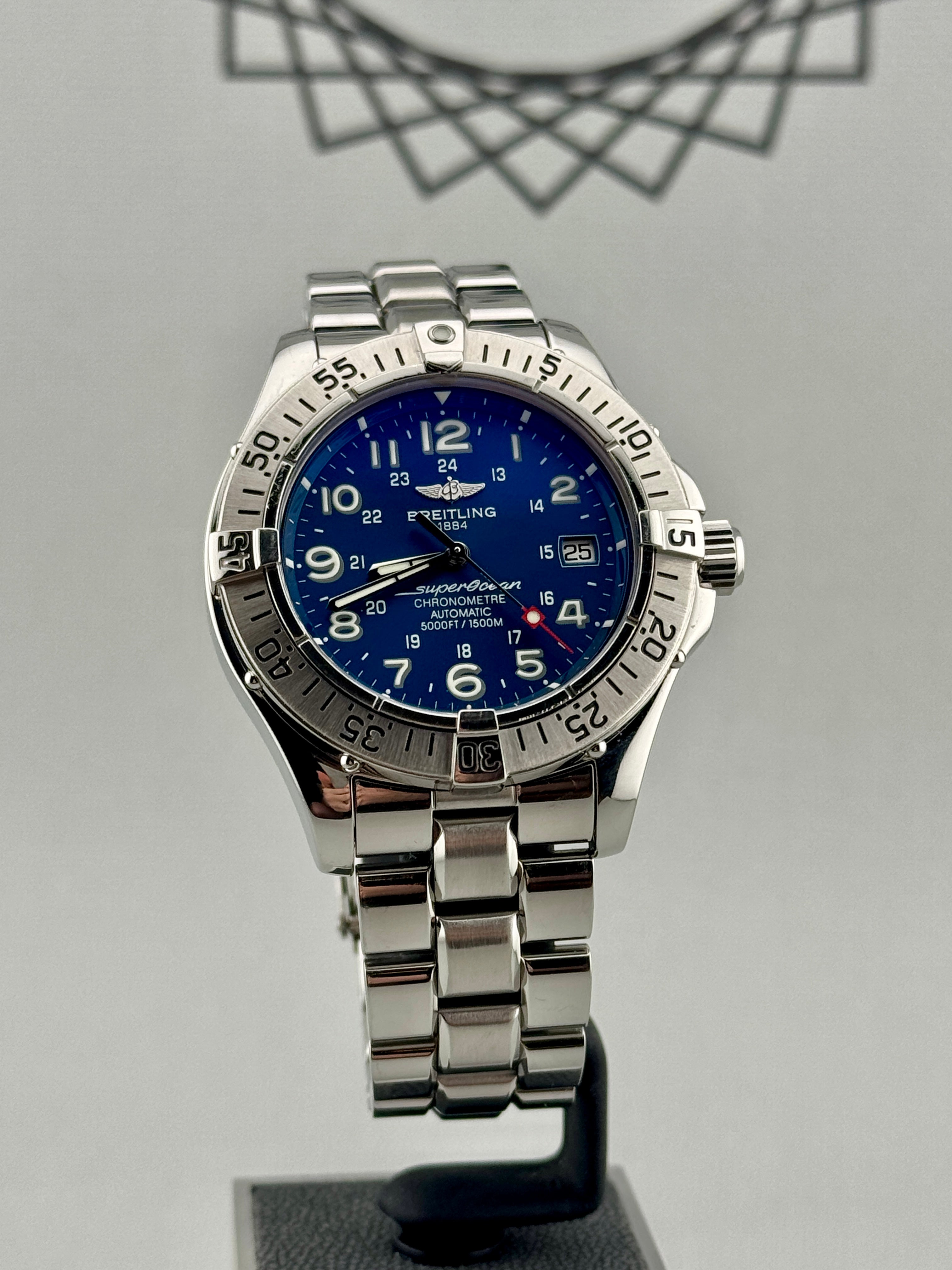 2005 Breitling Superocean A17360 42mm Blue Dial Full Set Part X/Finance Possible