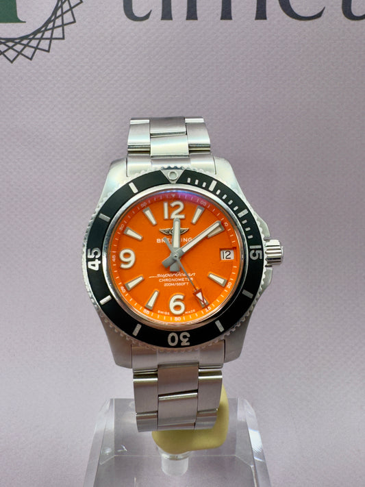 2021 Breitling Superocean 2 Automatic 36MM Orange Dial Full Set - A17316D71O1A1