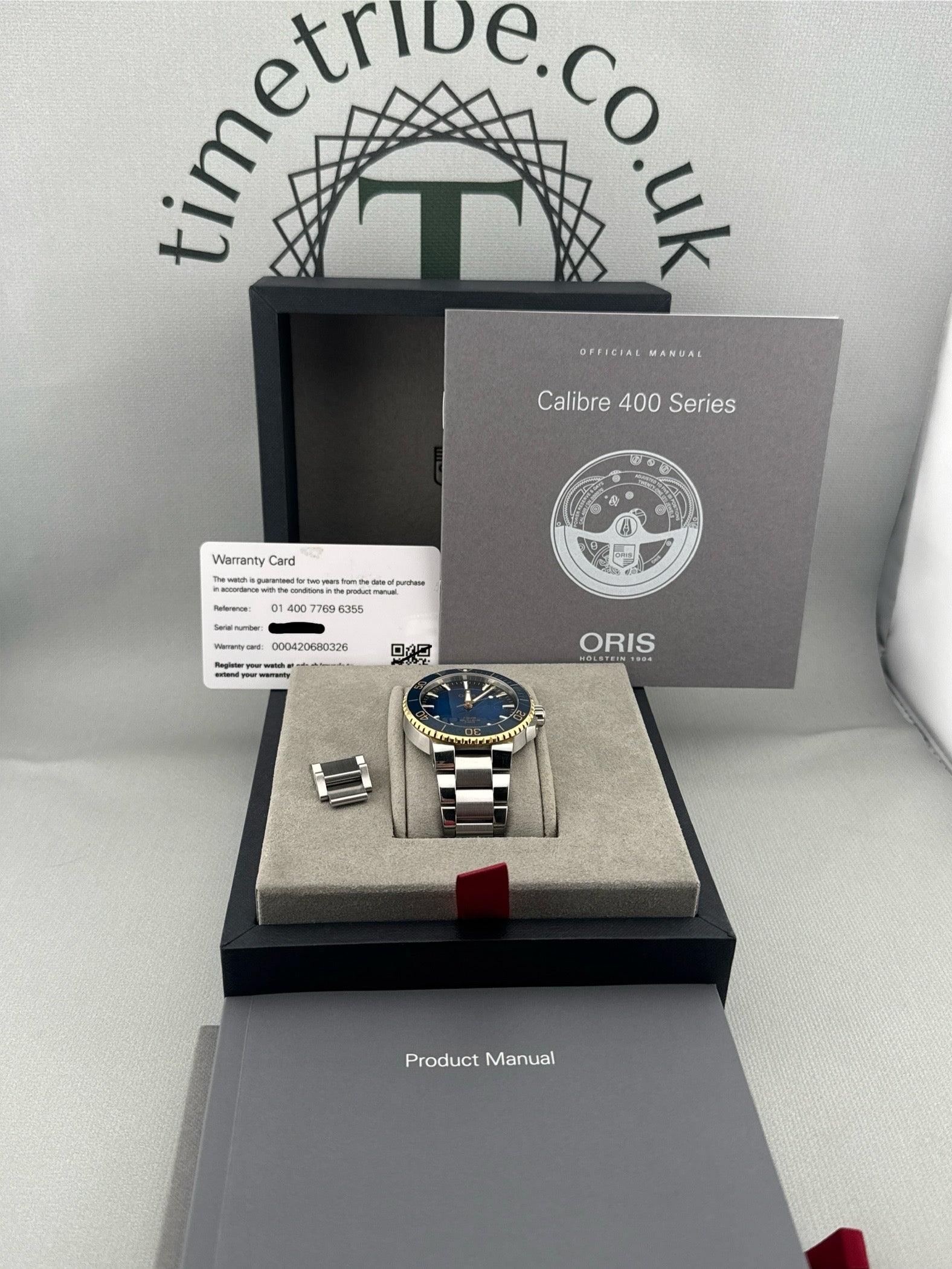 2024 Oris Mens Aquis Date Steel & Gold Auto Calibre 400 Blue 41.5mm Full Set