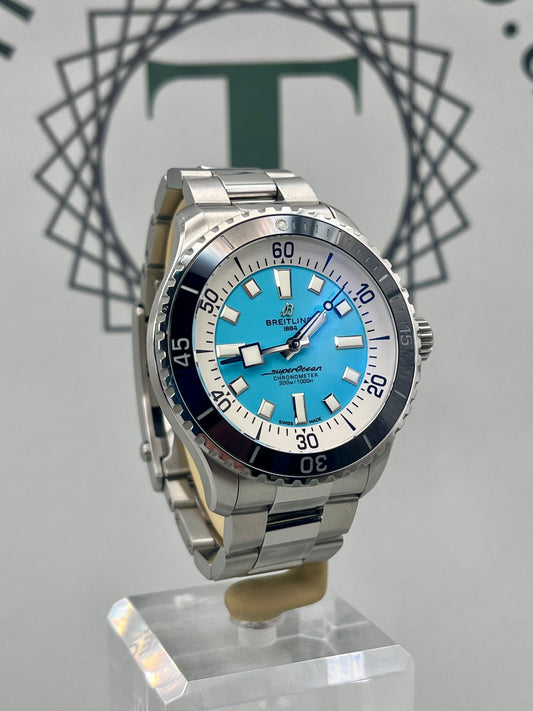 Breitling Superocean Automatic 44mm Turquoise A17376 Full Set